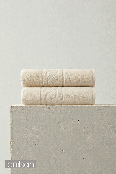 Anılsan Pachet de 2 prosoape de baie Rita Ecru - 70x140 cm, 240Gr, bumbac 100% , Prosoape pentru spa si hotel, pentru utilizare zilnica