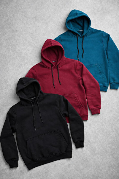 DAMGA JEANS Ανδρικό φούτερ με κουκούλα και τσέπη καγκουρό 3 τεμαχίων