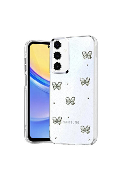 UnDePlus غطاء شفاف لهاتف سامسونج جالاكسي A15 4G مع نقش بارز ونمط لامع على شكل فيونكة