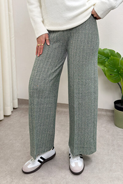 Salih Çelebi Kaşe Herringbone Patterned Trousers 0055 - Green