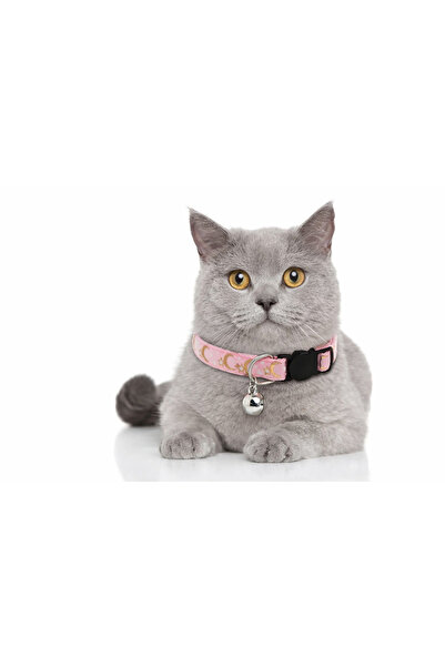 PAWNEST Pink Moon and Star Patterned Cat Collar – with Bell, Adjustable, Safe...
