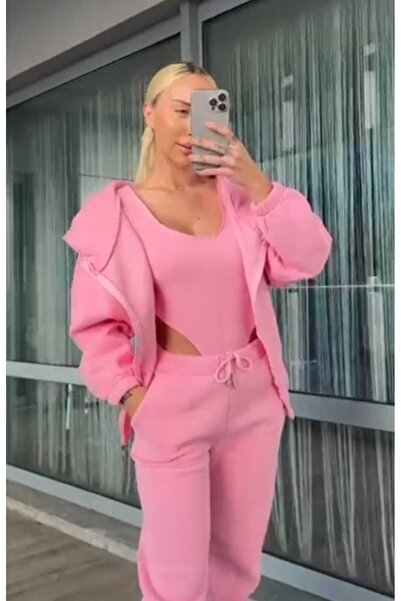 VALUE FASHION Kadın Slimfit Sweatshirt ,3lü Takım Şardonlu Spor Sweatshirt, E...