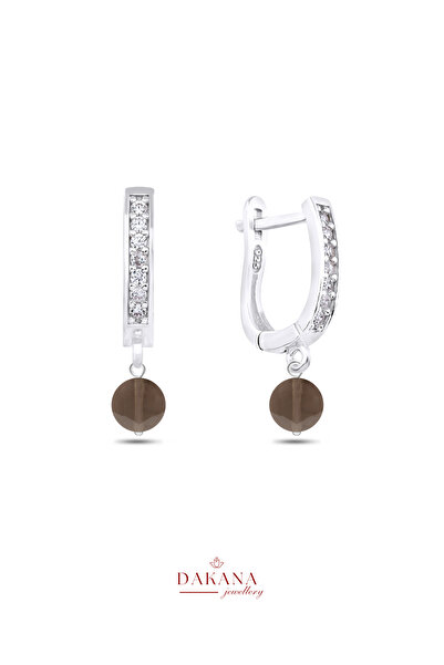 DAKANA JEWELLERY Sertifikalı Duman Kuvars Taşı Faset Kesim Gümüş Dikdörtgen S...