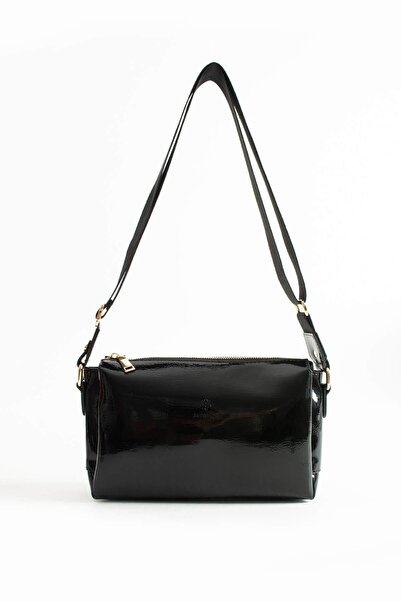 SEÇ KUNDURA حقيبة كروس نسائية CLK IM531 من الجلد الأسود اللامع