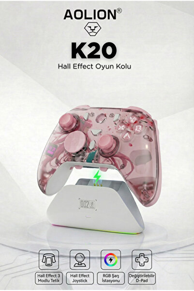 aolion K20 Hall Effect 3 Modlu Oyun Kolu- Switch/PC/IOS/ANDROID Uyumlu Şarj S...