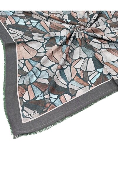 mim eşarp Ebruli Winter Patterned Scarf 95X95 cm