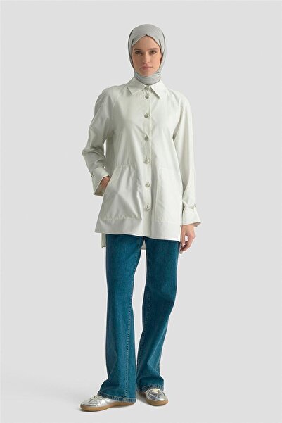 Armine Çizgili Oversize Giy Çık 25Y5810 Beyaz