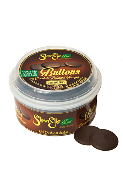 stevielle Ciocolata Belgiana Neagra Fara zahar Stevielle, 300g (Stevia Sweetened Dark Buttons)