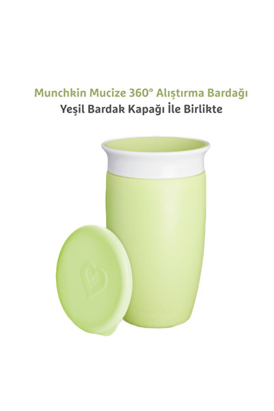 Munchkin Mucize 360° Alıştırma Bardağı, 12ay+, 296ml Yeşil Bardak Kapağı İle ...