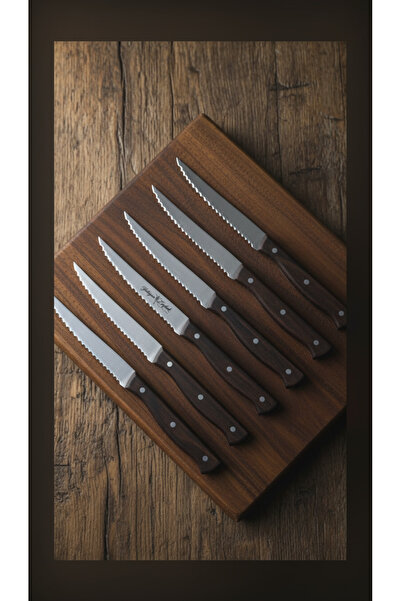 Yatağan Zeybek 6'lı Profesyonel Verzalit Saplı 23 cm Steak ve Biftek Et Bıçağı