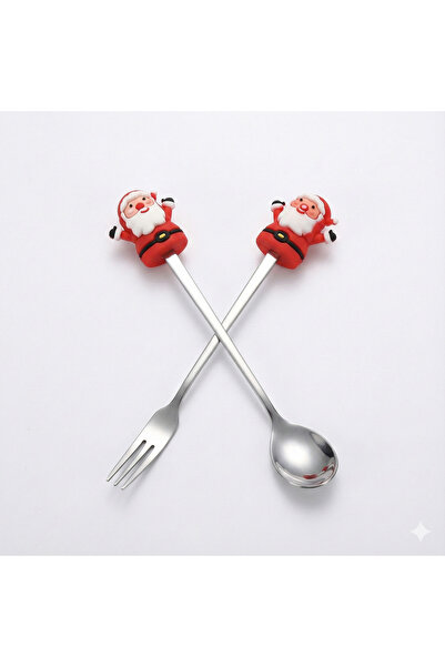 WoodenThings Noel Baba Figürlü Paslanmaz Çelik Fondü ve Sunum Seti 2'li