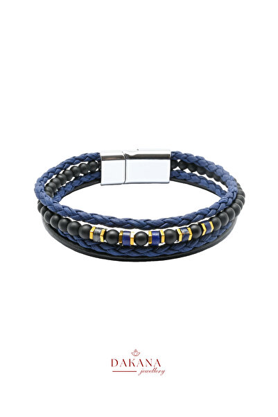 DAKANA JEWELLERY Certified Onyx Sodalite and Hematite Stone 4 mm Navy Blue Na...