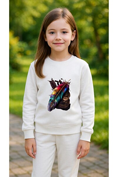 playwear Hanorac de echipă cu imprimeu FEATHER pentru fete și băieți, cu gât ...