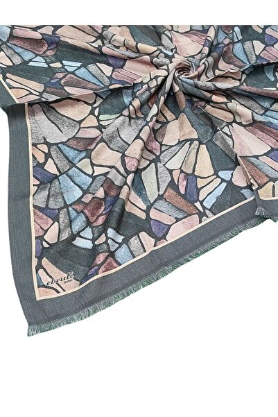 mim eşarp Ebruli Winter Patterned Scarf 95X95 cm