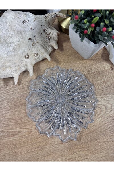 jasmina store gümüş payet işlemeli aplike motif