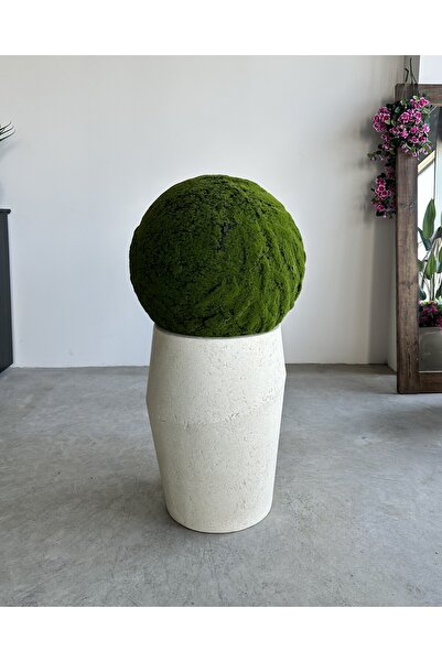 BLOOMONA DESIGN Yapay yosunlu top 64 cm Beton saksıda