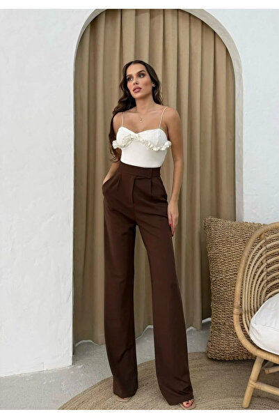 motina Παντελόνι Palozzo με ψηλόμεσο κορδόνι με κορδόνια νέας σεζόν