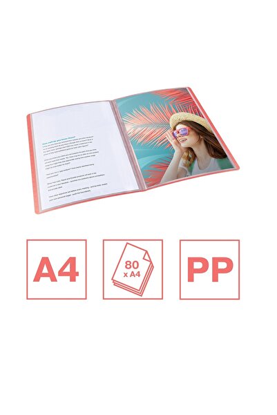 Esselte Colour Breeze presentation folder, PP, A4, 40 coral sheets