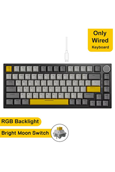 Ajazz Gray AK820 Wired With Rotary Volume Buttons Hot-Swappable Keys For Offi...