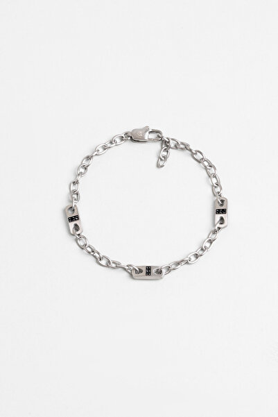 So CHIC... Siyah Taş Detaylı Çelik Erkek Zincir Bileklik