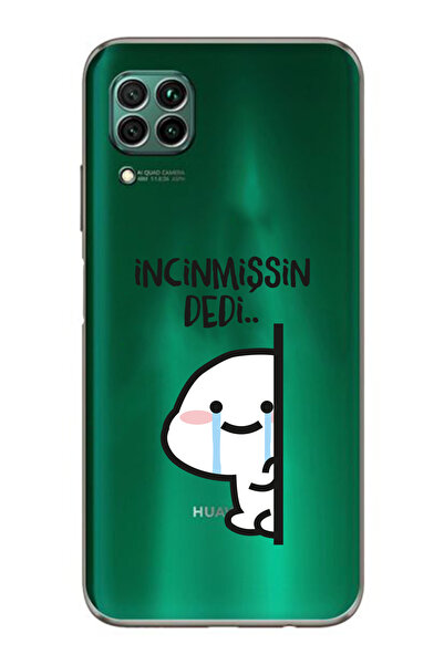 Manitoba Huawei P40 Lite Uyumlu Baskılı Yumuşak Silikon Şeffaf Telefon Kılıfı