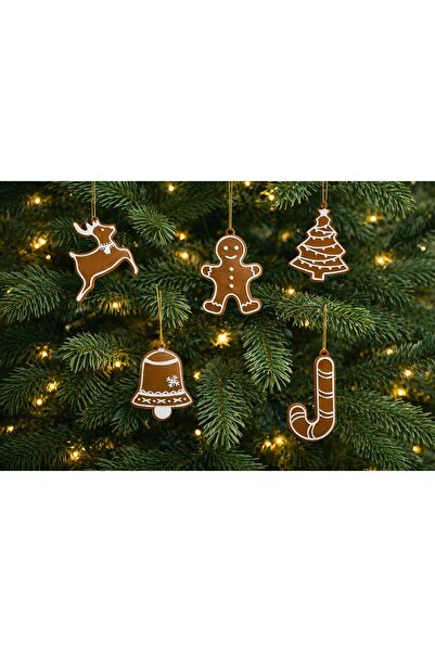 MUYU CRAFT مجموعة زينة شجرة عيد الميلاد مكونة من 5 قطع |   ديكور عيد الميلاد مع تمثال رجل الزنجبيل |   زينة للشجرة والطاولة