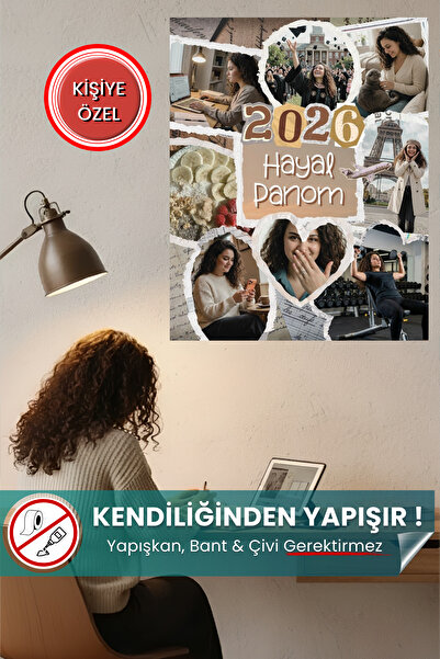Ona Özel Kişiye Özel Hayal Panosu - Yapışkansız Tutunan Akıllı Kağıt Poster - 50x70cm -Vision Board