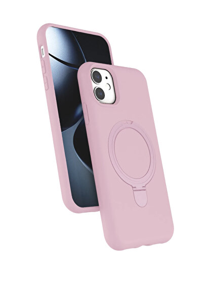 NewFace 1612542747 غطاء آبل آيفون 11 ريجال مع حامل ماج سيف - (104225) وردي فاتح