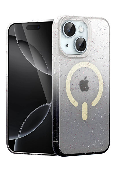 NewFace 1615757747 غطاء آبل آيفون 15 بلس بوميل شايني ماج سيف (105757) - أسود