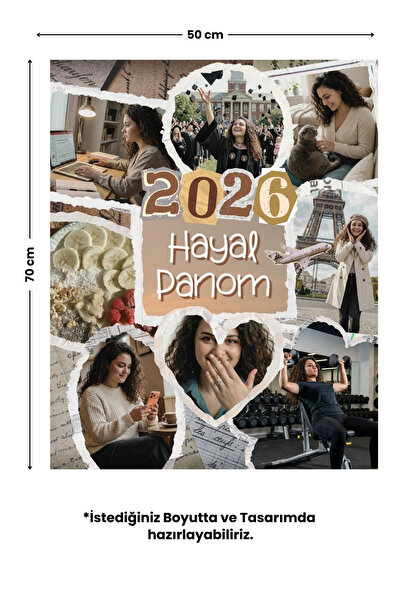 Ona Özel Kişiye Özel Hayal Panosu - Yapışkansız Tutunan Akıllı Kağıt Poster - 50x70cm -Vision Board