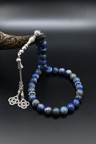 Prestige Natural Lapis Lazuli Stone 33 Beads Prayer Beads with Metal Tassel 10mm Sphere Cut 902516