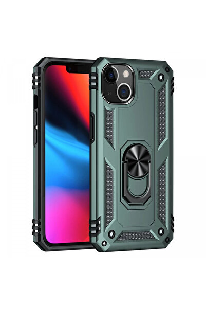 NewFace 1612223747 غطاء سيليكون لهاتف آيفون 14 بلس مع حلقة صوفيا (112322) - أخضر