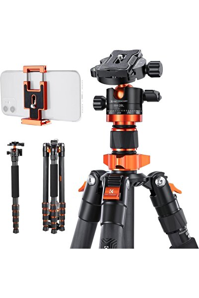 K&F CONCEPT حامل ثلاثي القوائم للكاميرا مصنوع من ألياف الكربون بطول 68 بوصة، ...