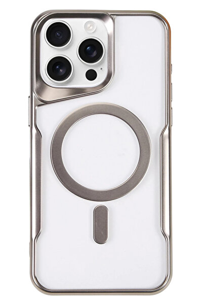 NewFace غطاء سيليكون OZLSTOR لهاتف آيفون 16 برو متوافق مع ماج سيف (81539) - فضي