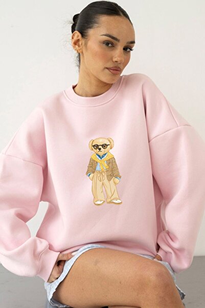 The Champ Clothing Femei supradimensionat Swea tricou Gentleman Bear 3D cu im...