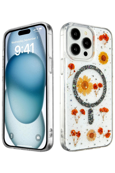 NewFace غطاء OZLSTOR لهاتف iPhone 14 Pro Max غطاء Magsafe لامع ديزي (103021) ...