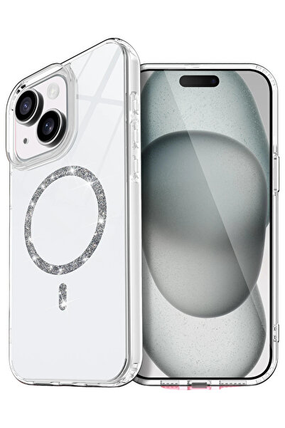 NewFace 1610457747 غطاء أبل آيفون 15 بلس لايف دايموند ماج سيف (125704) - شفاف