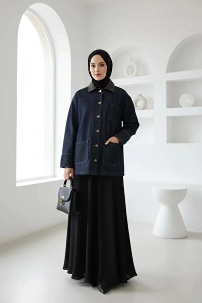 Nissra Ankanoor Leather Collar Denim Jacket Anka252016