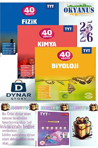 Okyanus Yayınları Tyt 40 Seansta Fizik Kimya Biyoloji Seti 2025-26 dynar store