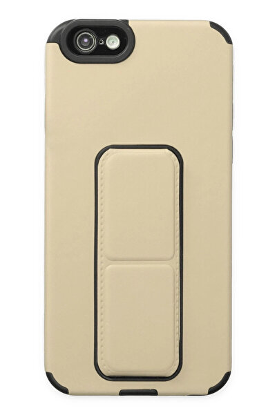 NewFace 1615206747 حافظة آيفون 6 من السيليكون مع حامل ميجا (200652) - ذهبي