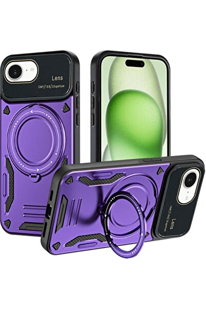 NewFace 1610046747 غطاء حماية لعدسة كاميرا آيفون 16E مع حامل (194600) - أرجواني