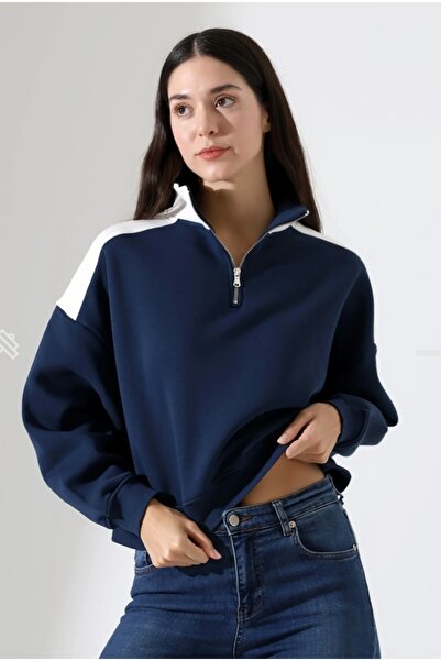 DİES Yarım Fermuarlı, Renk Bloklu Sweatshirt