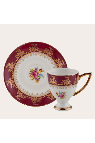 ROY KING 23067-5 FLOWER RED 6'LI KAHVE FİNCANI
