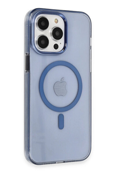 NewFace 1610720747 حافظة آيفون 14 برو ماكس ترون شفافة ماج سيف (122007) - أزرق