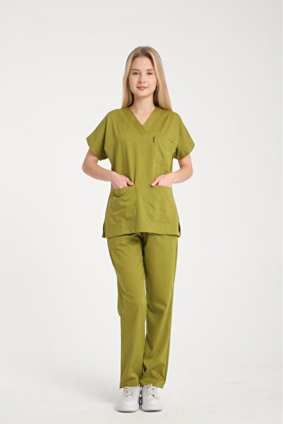YILMAZ LİKRALI YAĞ YEŞİLİ HEMŞİRE ÜNİFORMASI-MODERN KESİM-NEFES ALAN KUMAS-KI...