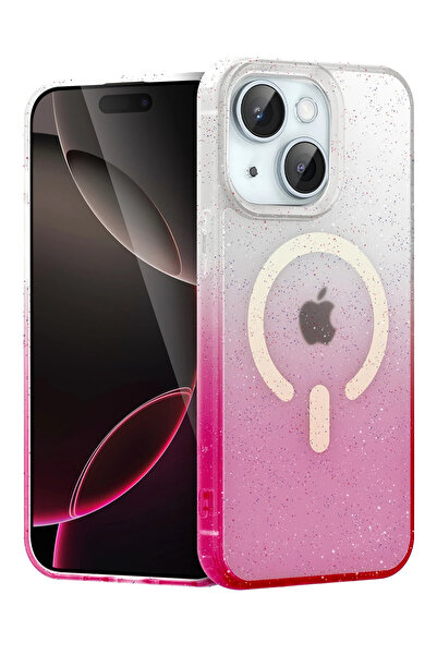 NewFace 1610856747 غطاء آبل آيفون 14 بوميل شايني ماج سيف (115608) - وردي