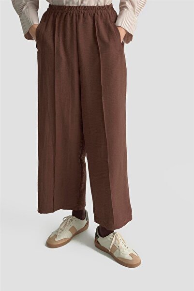 Armine Önü Dikişli Pantolon 25KD1004 Kakao
