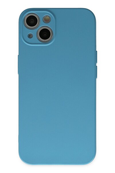 NewFace حافظة هاتف آيفون 13 ميني نانو من الداخل سيليكون مخملي - أزرق DRSTR