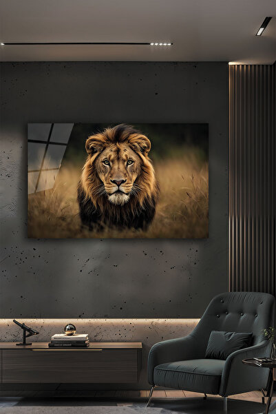 B&G DESIGN Pictură decorativă din sticlă Premium Regele Leu Decor modern de p...