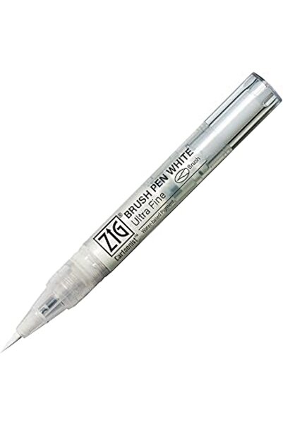 SHC42000 Kuretake Cnbw-02S Zig Cartoonust Brush Pen, White, White Brush Pen, ...